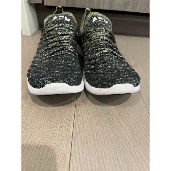 APL TechLoom Wave Black/Gold Metallic Mélange Running Shoe Women's Size 10 - Picture 4 of 9